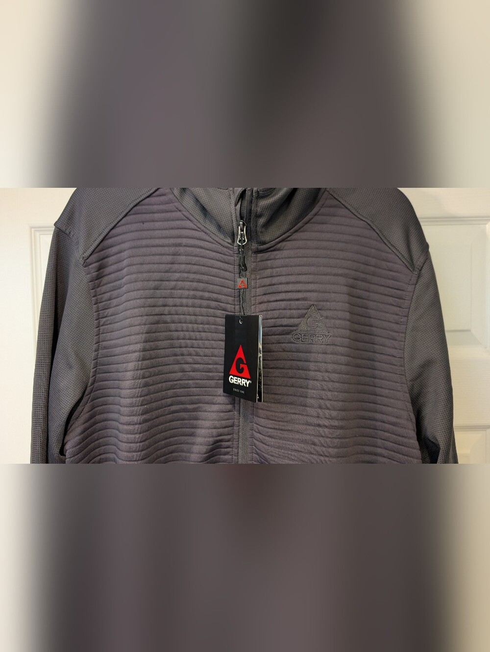 NEW! Gerry Men's Charcoal Slate Gray Full Zip Quilted Ribbed Hoodie Size XL NWT - Picture 8 of 15